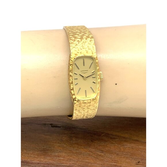 Longines Womens Watch 18k Yellow Gold Textured Vintage 1974 Swiss Hand Wind 15mm - Picture 13 of 16